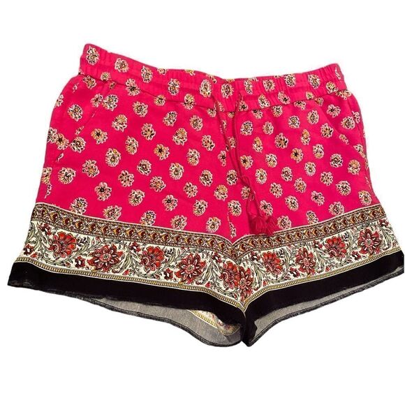 Loft Pink Floral Shorts Size Medium Pull On - Picture 1 of 6